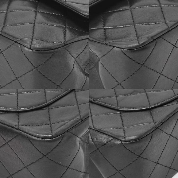 Chanel Chain Shoulder Bag Matelasse Double Flap 23cm (906in) Lambskin Black - Picture 6 of 10